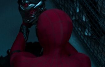 Spider-Man holding Ultron head