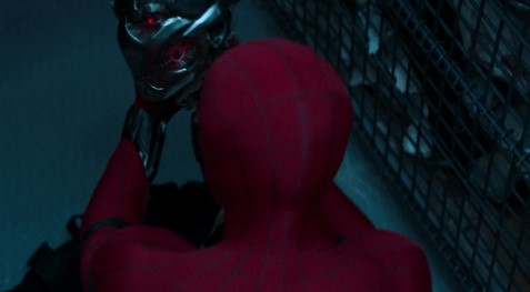 Spider-Man holding Ultron head